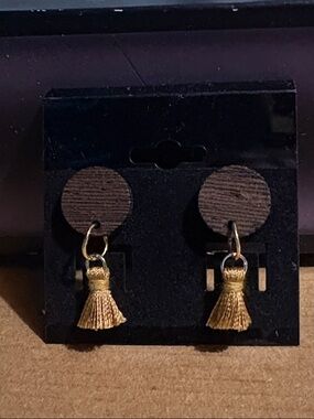 Hand Crafted Gold Tassel Drop Earrings